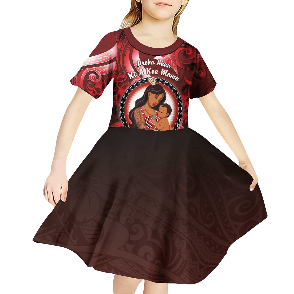 Personalised New Zealand Mother's Day Kid Short Sleeve Dress I Love You Mom