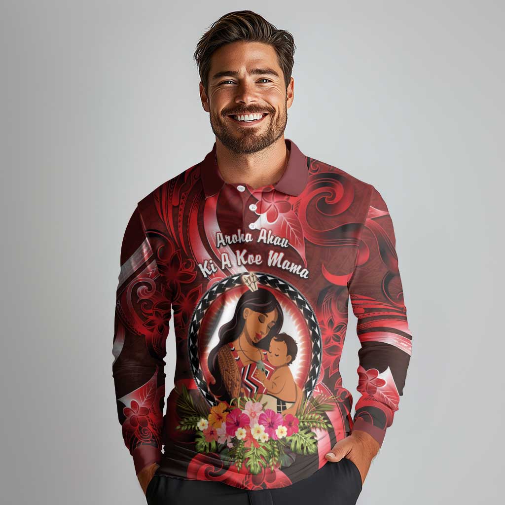 Personalised New Zealand Mother's Day Long Sleeve Polo Shirt I Love You Mom