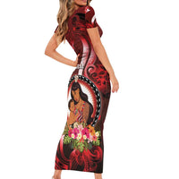 Personalised New Zealand Mother's Day Short Sleeve Bodycon Dress I Love You Mom DT04 - Polynesian Pride