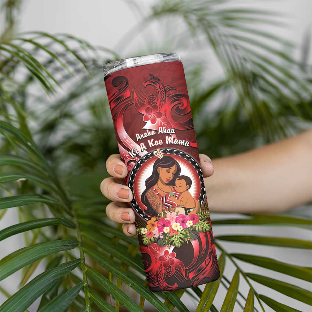 Personalised New Zealand Mother's Day Skinny Tumbler I Love You Mom DT04 - Polynesian Pride