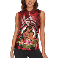 Personalised New Zealand Mother's Day Women Sleeveless Polo Shirt I Love You Mom