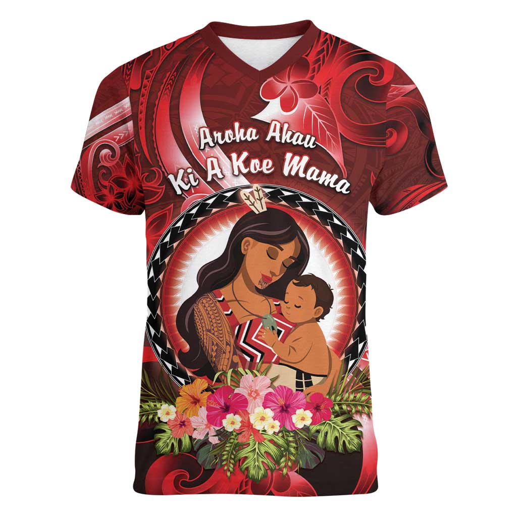 Personalised New Zealand Mother's Day Women V-Neck T-Shirt I Love You Mom