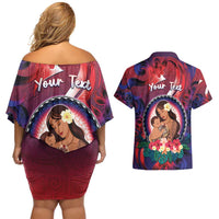 Personalised Samoa Mother's Day Couples Matching Off Shoulder Short Dress and Hawaiian Shirt I Love You Mom