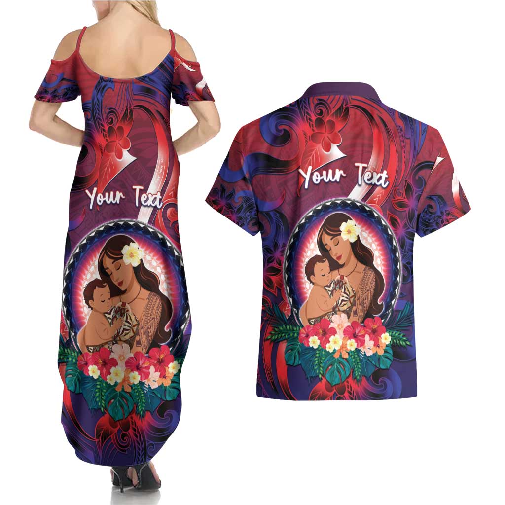 Personalised Samoa Mother's Day Couples Matching Summer Maxi Dress and Hawaiian Shirt I Love You Mom