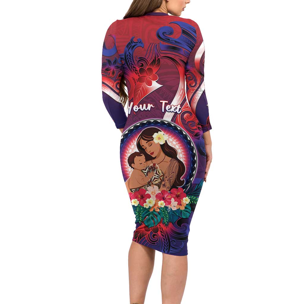 Personalised Samoa Mother's Day Family Matching Long Sleeve Bodycon Dress and Hawaiian Shirt I Love You Mom DT04 - Polynesian Pride