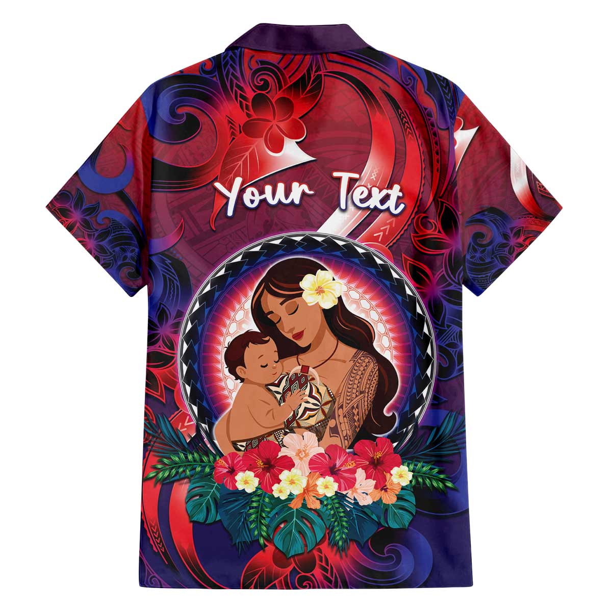 Personalised Samoa Mother's Day Family Matching Off The Shoulder Long Sleeve Dress and Hawaiian Shirt I Love You Mom DT04 - Polynesian Pride