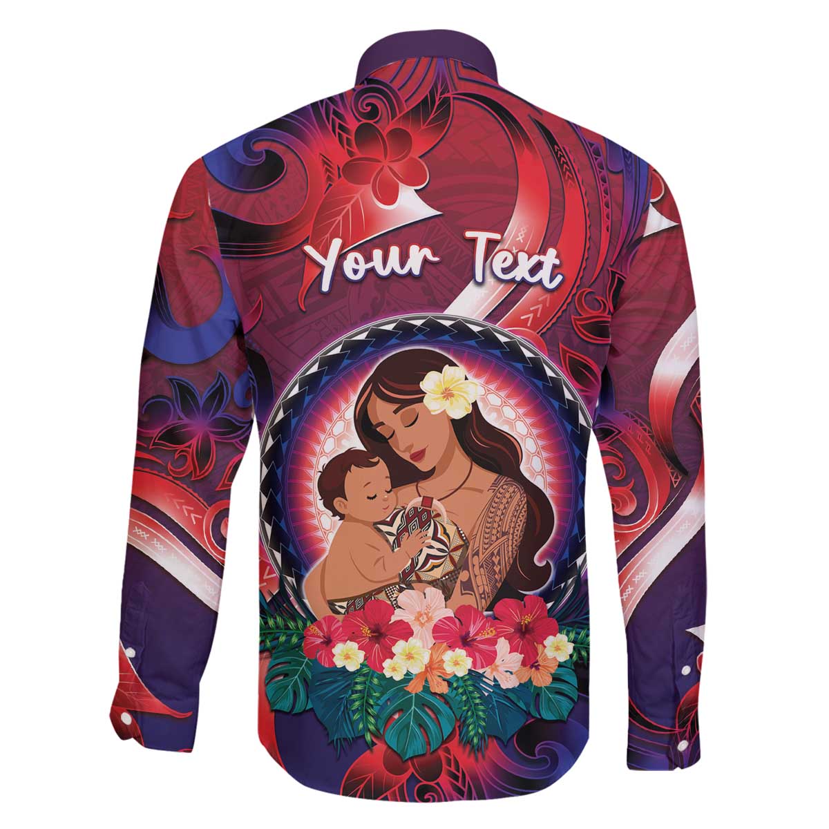 Personalised Samoa Mother's Day Family Matching Off The Shoulder Long Sleeve Dress and Hawaiian Shirt I Love You Mom DT04 - Polynesian Pride
