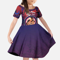 Personalised Samoa Mother's Day Family Matching Off Shoulder Maxi Dress and Hawaiian Shirt I Love You Mom DT04 Daughter's Dress Red - Polynesian Pride
