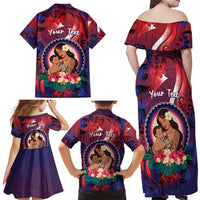 Personalised Samoa Mother's Day Family Matching Off Shoulder Maxi Dress and Hawaiian Shirt I Love You Mom DT04 - Polynesian Pride