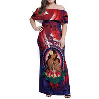 Personalised Samoa Mother's Day Family Matching Off Shoulder Maxi Dress and Hawaiian Shirt I Love You Mom DT04 Mom's Dress Red - Polynesian Pride