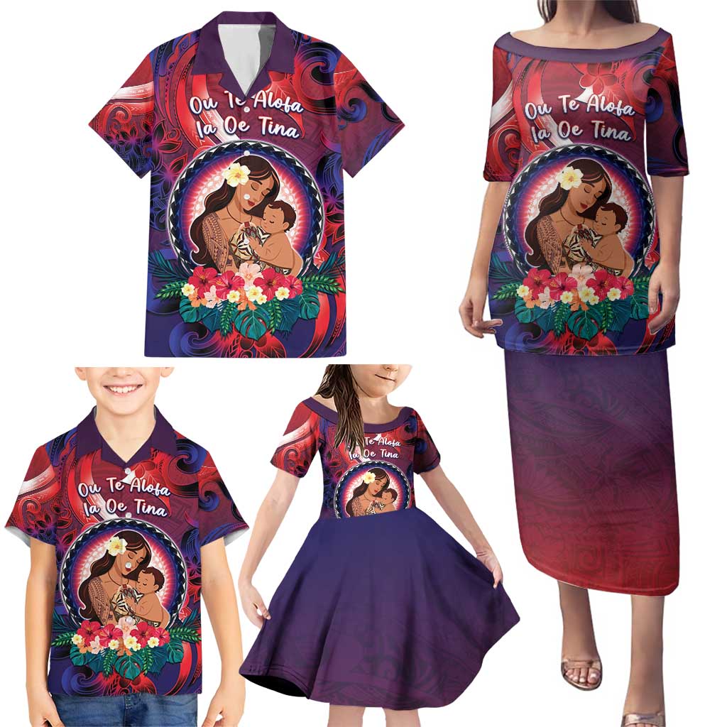Personalised Samoa Mother's Day Family Matching Puletasi and Hawaiian Shirt I Love You Mom
