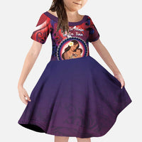 Personalised Samoa Mother's Day Family Matching Short Sleeve Bodycon Dress and Hawaiian Shirt I Love You Mom DT04 Daughter's Dress Red - Polynesian Pride