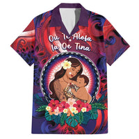 Personalised Samoa Mother's Day Family Matching Short Sleeve Bodycon Dress and Hawaiian Shirt I Love You Mom DT04 Dad's Shirt - Short Sleeve Red - Polynesian Pride