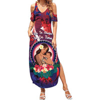 Personalised Samoa Mother's Day Family Matching Summer Maxi Dress and Hawaiian Shirt I Love You Mom DT04 Mom's Dress Red - Polynesian Pride