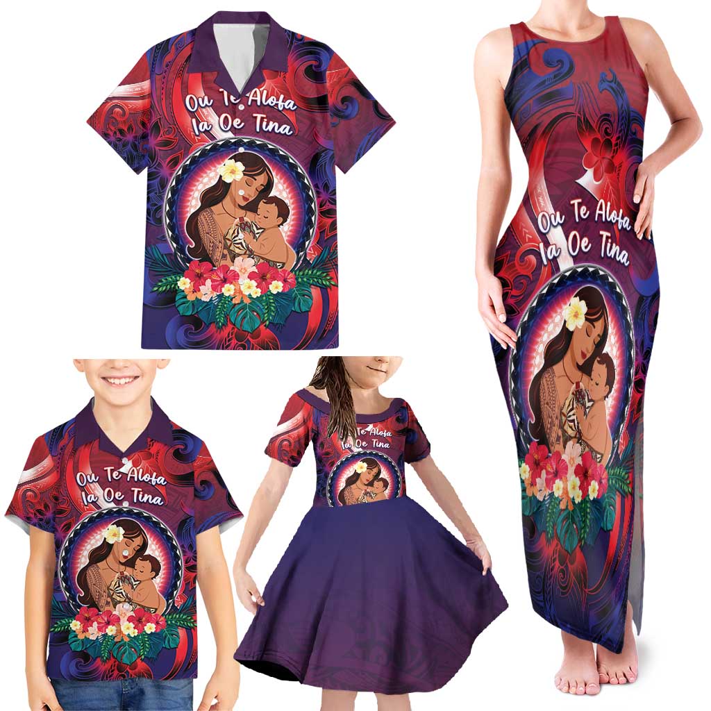 Personalised Samoa Mother's Day Family Matching Tank Maxi Dress and Hawaiian Shirt I Love You Mom DT04 - Polynesian Pride