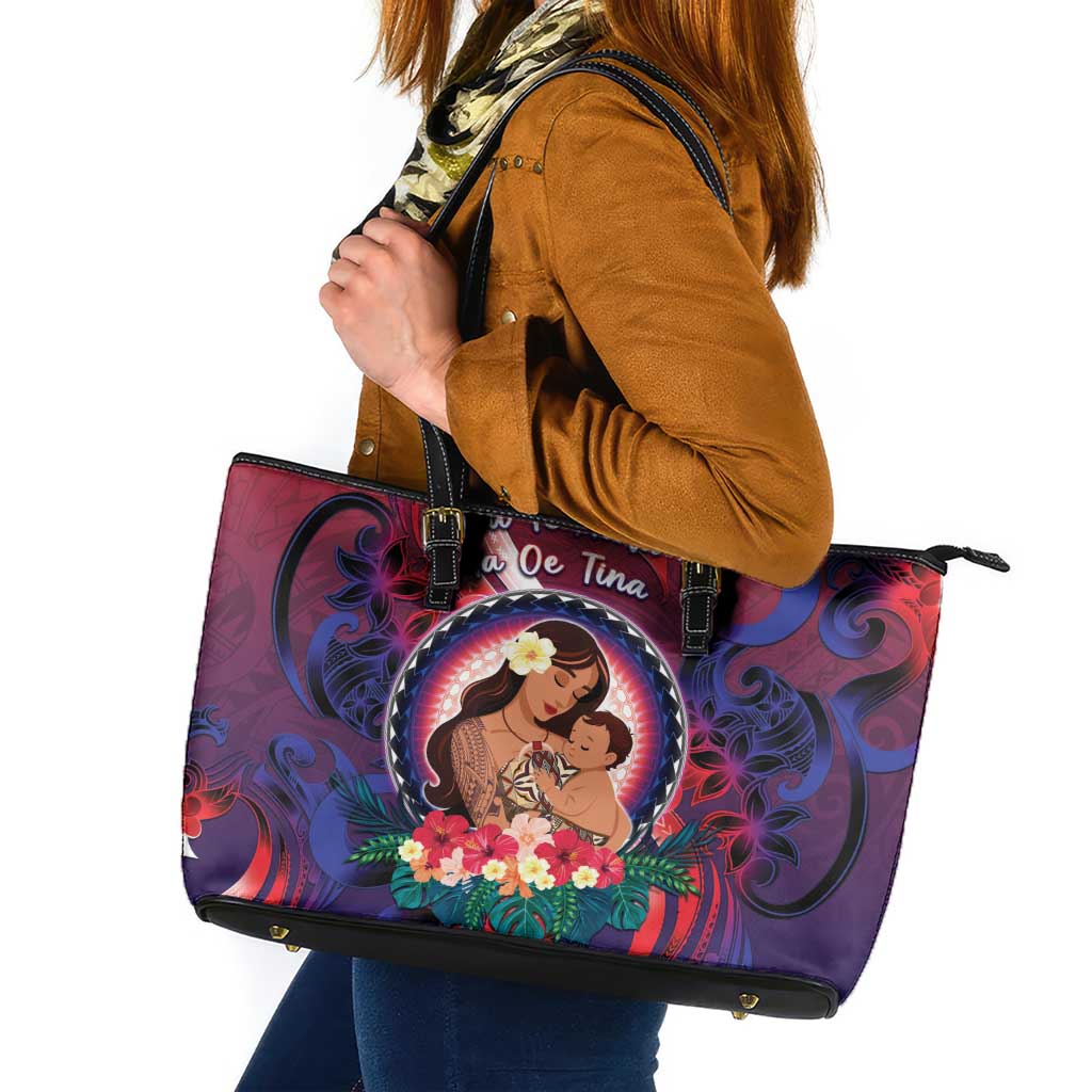 Samoa Mother's Day Leather Tote Bag I Love You Mom