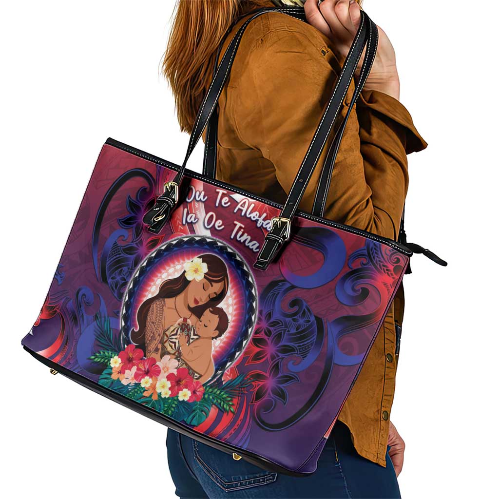 Samoa Mother's Day Leather Tote Bag I Love You Mom