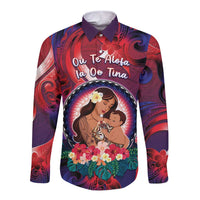 Personalised Samoa Mother's Day Long Sleeve Button Shirt I Love You Mom