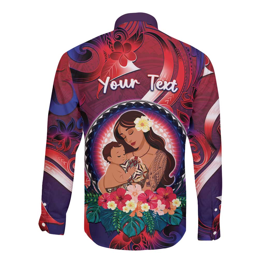 Personalised Samoa Mother's Day Long Sleeve Button Shirt I Love You Mom