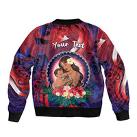 Personalised Samoa Mother's Day Sleeve Zip Bomber Jacket I Love You Mom