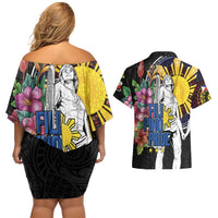 Filipinos Lapu-Lapu Hero Philippines Couples Matching Off Shoulder Short Dress and Hawaiian Shirt Hibiscus Flowers Style DT04 - Polynesian Pride