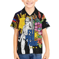 Filipinos Lapu-Lapu Hero Philippines Family Matching Long Sleeve Bodycon Dress and Hawaiian Shirt Hibiscus Flowers Style DT04 Son's Shirt Black - Polynesian Pride