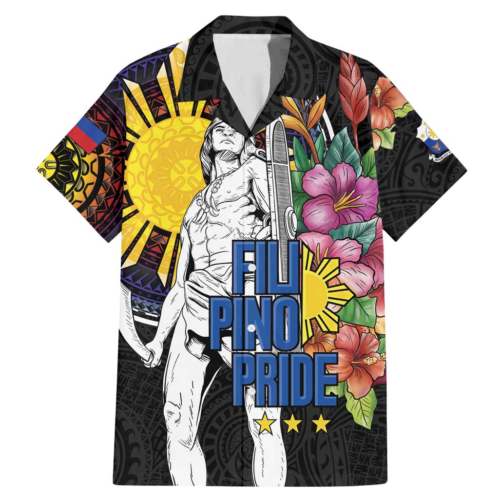 Filipinos Lapu-Lapu Hero Philippines Family Matching Mermaid Dress and Hawaiian Shirt Hibiscus Flowers Style DT04 Dad's Shirt - Short Sleeve Black - Polynesian Pride