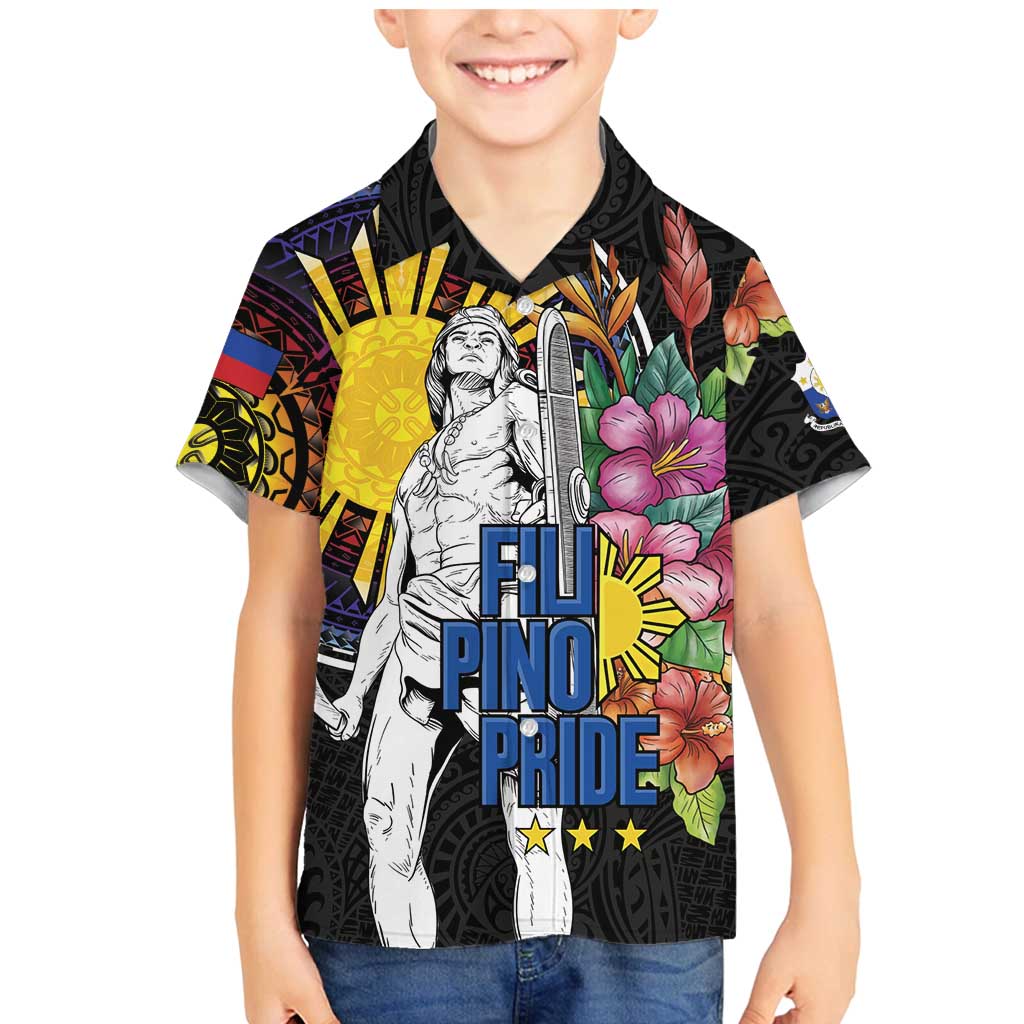 Filipinos Lapu-Lapu Hero Philippines Family Matching Mermaid Dress and Hawaiian Shirt Hibiscus Flowers Style DT04 Son's Shirt Black - Polynesian Pride