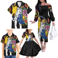 Filipinos Lapu-Lapu Hero Philippines Family Matching Off The Shoulder Long Sleeve Dress and Hawaiian Shirt Hibiscus Flowers Style DT04 - Polynesian Pride