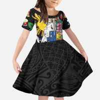 Filipinos Lapu-Lapu Hero Philippines Family Matching Off Shoulder Maxi Dress and Hawaiian Shirt Hibiscus Flowers Style DT04 Daughter's Dress Black - Polynesian Pride