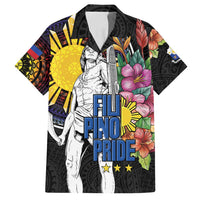 Filipinos Lapu-Lapu Hero Philippines Family Matching Off Shoulder Maxi Dress and Hawaiian Shirt Hibiscus Flowers Style DT04 Dad's Shirt - Short Sleeve Black - Polynesian Pride