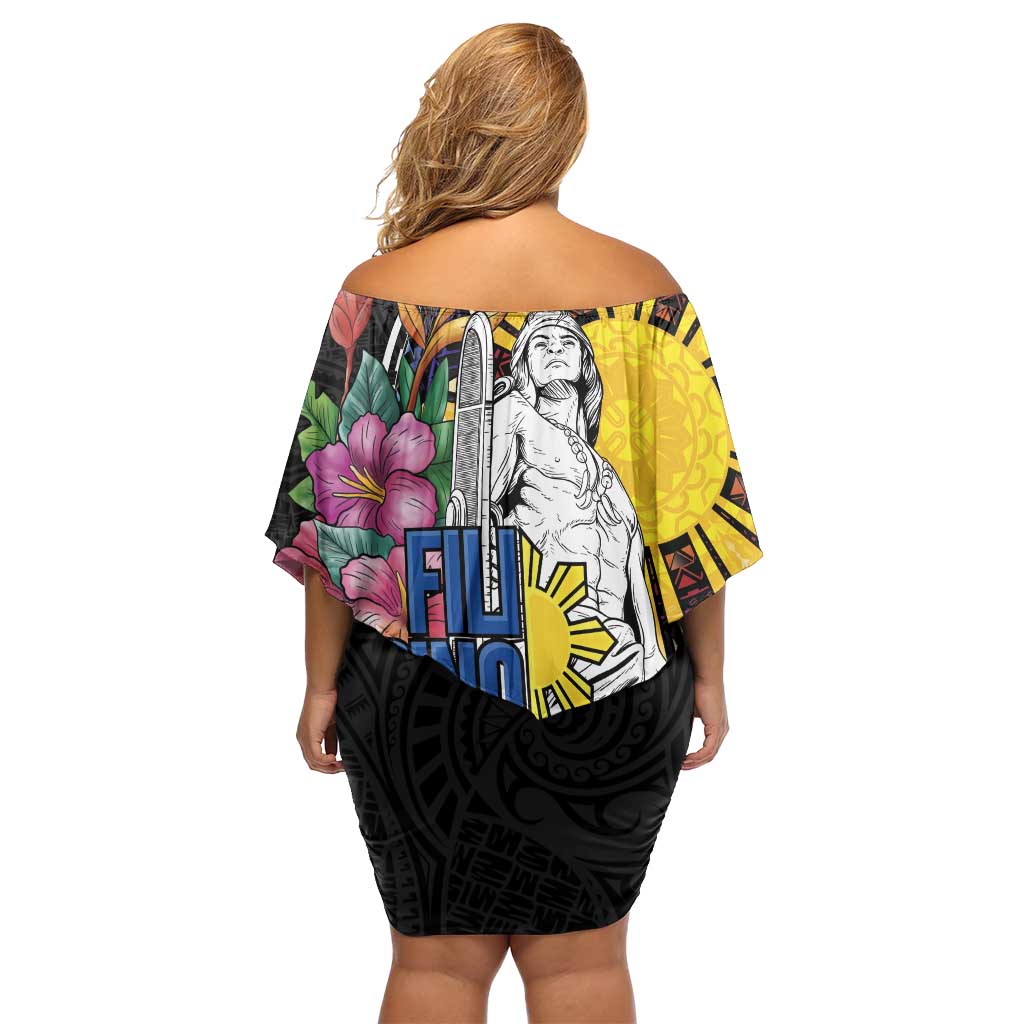 Filipinos Lapu-Lapu Hero Philippines Family Matching Off Shoulder Short Dress and Hawaiian Shirt Hibiscus Flowers Style DT04 - Polynesian Pride
