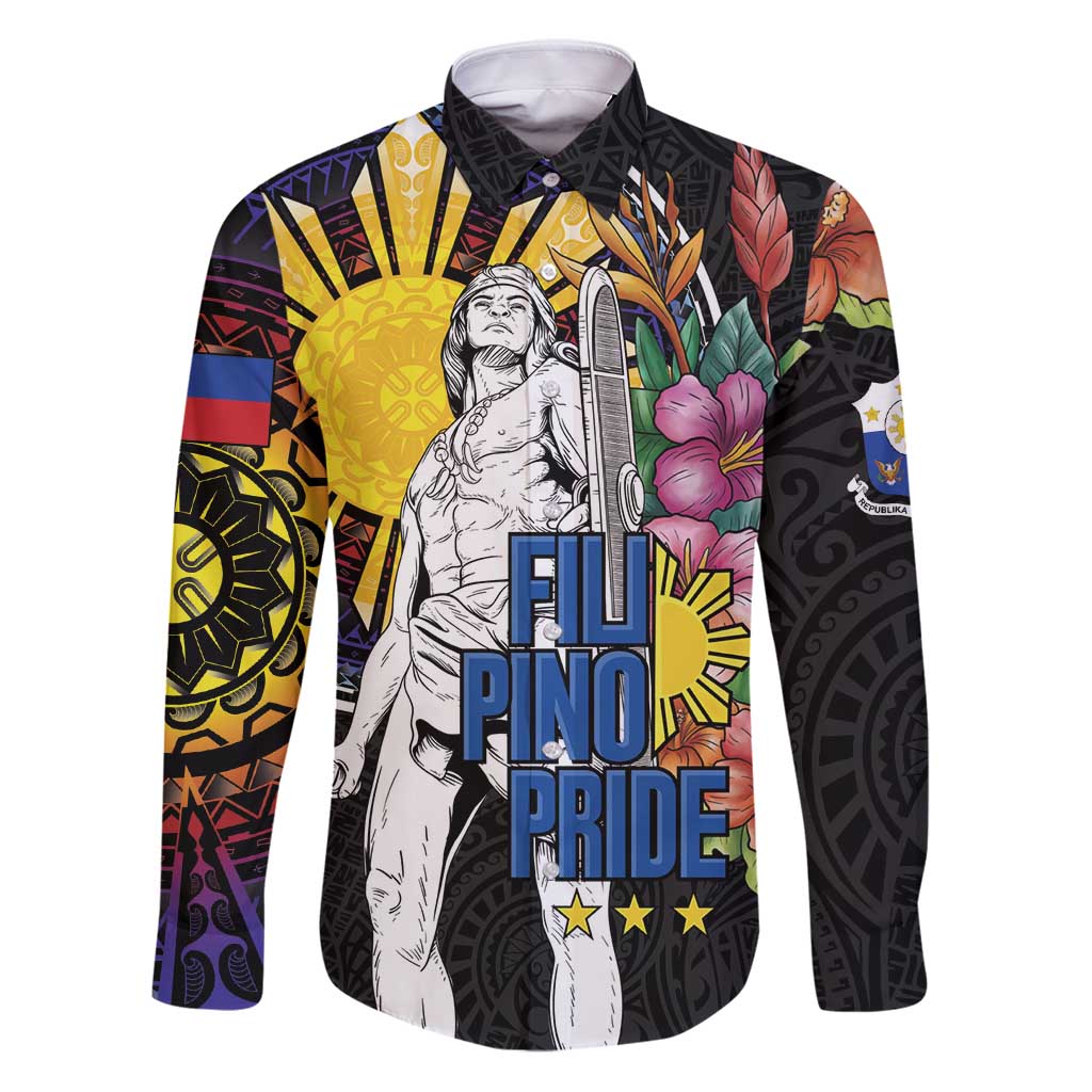 Filipinos Lapu-Lapu Hero Philippines Family Matching Puletasi and Hawaiian Shirt Hibiscus Flowers Style DT04 Dad's Shirt - Long Sleeve Black - Polynesian Pride