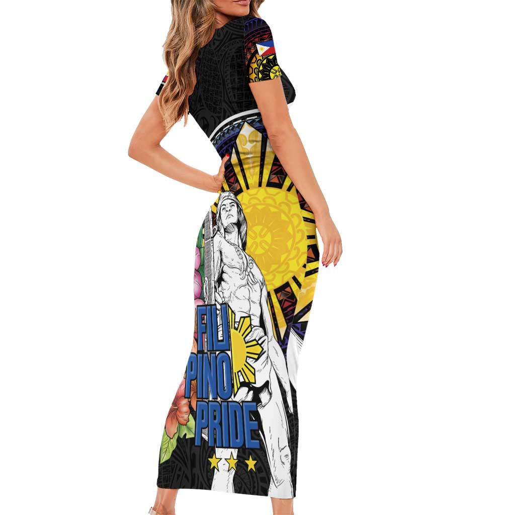 Filipinos Lapu-Lapu Hero Philippines Family Matching Short Sleeve Bodycon Dress and Hawaiian Shirt Hibiscus Flowers Style DT04 - Polynesian Pride