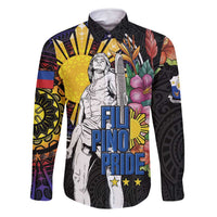 Filipinos Lapu-Lapu Hero Philippines Family Matching Summer Maxi Dress and Hawaiian Shirt Hibiscus Flowers Style DT04 Dad's Shirt - Long Sleeve Black - Polynesian Pride