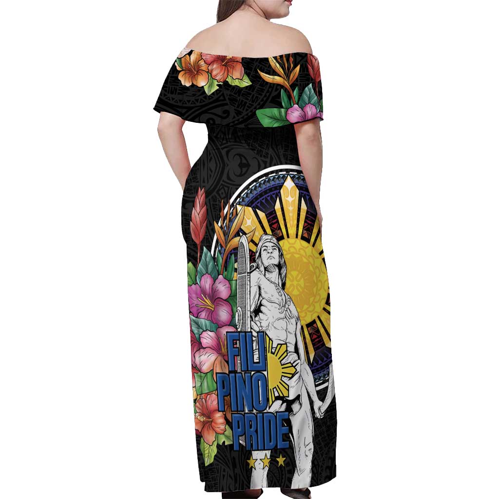 Filipinos Lapu-Lapu Hero Philippines Off Shoulder Maxi Dress Hibiscus Flowers Style