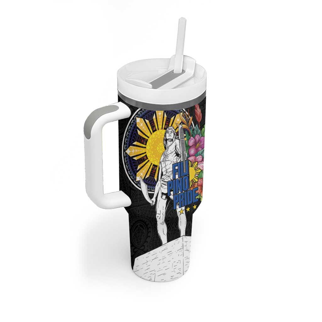 Filipinos Lapu-Lapu Hero Philippines Tumbler With Handle Hibiscus Flowers Style