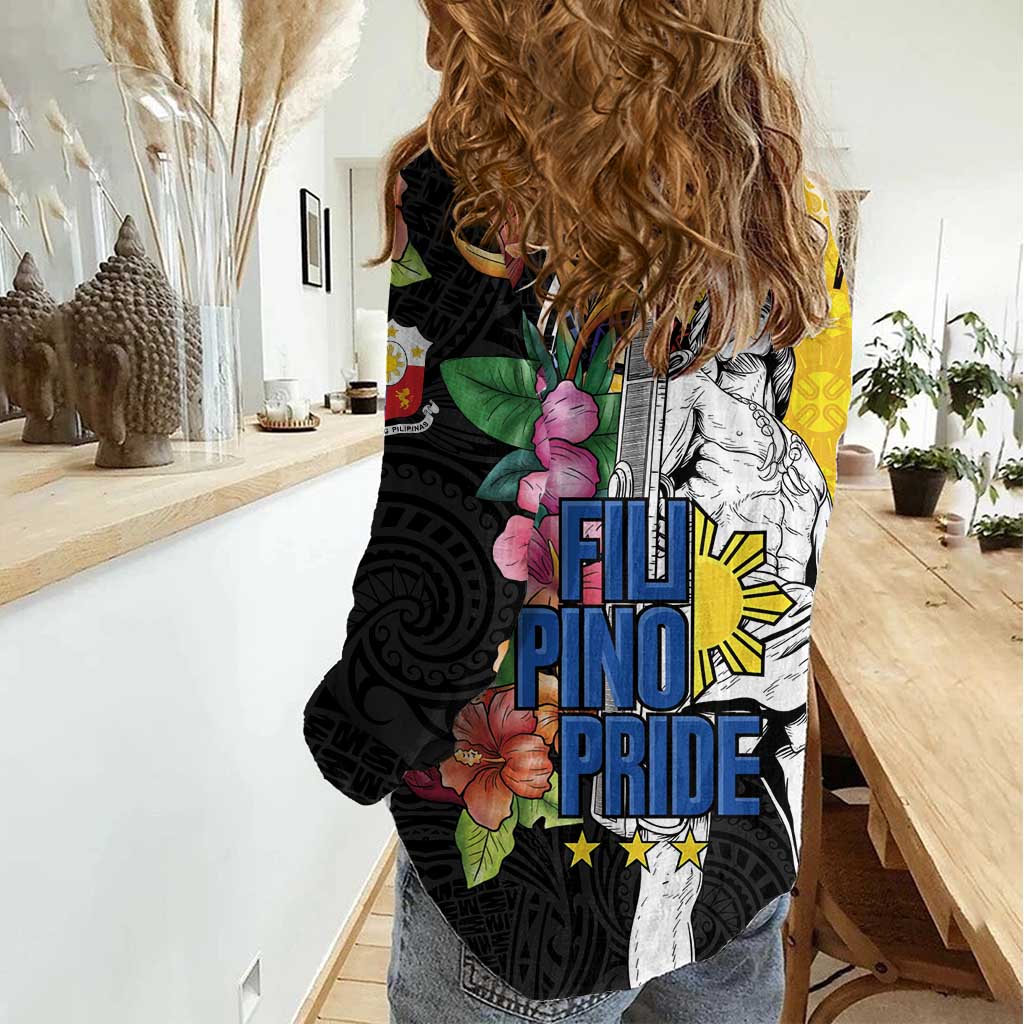 Filipinos Lapu-Lapu Hero Philippines Women Casual Shirt Hibiscus Flowers Style