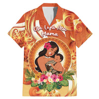 Personalised Tonga Mother's Day Family Matching Mermaid Dress and Hawaiian Shirt I Love You Mom DT04 Dad's Shirt - Short Sleeve Orange - Polynesian Pride