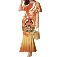 Personalised Tonga Mother's Day Family Matching Mermaid Dress and Hawaiian Shirt I Love You Mom DT04 Mom's Dress Orange - Polynesian Pride