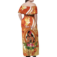 Personalised Tonga Mother's Day Family Matching Off Shoulder Maxi Dress and Hawaiian Shirt I Love You Mom DT04 - Polynesian Pride