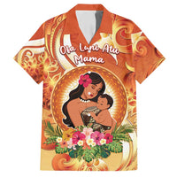 Personalised Tonga Mother's Day Family Matching Off Shoulder Short Dress and Hawaiian Shirt I Love You Mom DT04 Dad's Shirt - Short Sleeve Orange - Polynesian Pride