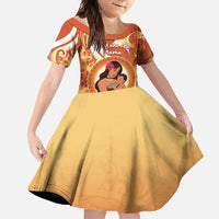Personalised Tonga Mother's Day Family Matching Short Sleeve Bodycon Dress and Hawaiian Shirt I Love You Mom DT04 Daughter's Dress Orange - Polynesian Pride