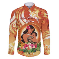 Personalised Tonga Mother's Day Family Matching Short Sleeve Bodycon Dress and Hawaiian Shirt I Love You Mom DT04 Dad's Shirt - Long Sleeve Orange - Polynesian Pride