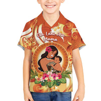 Personalised Tonga Mother's Day Family Matching Short Sleeve Bodycon Dress and Hawaiian Shirt I Love You Mom DT04 Son's Shirt Orange - Polynesian Pride