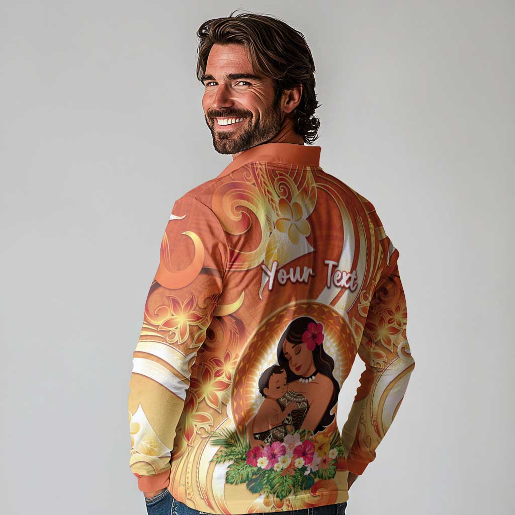 Personalised Tonga Mother's Day Long Sleeve Polo Shirt I Love You Mom