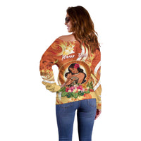Personalised Tonga Mother's Day Off Shoulder Sweater I Love You Mom
