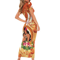 Personalised Tonga Mother's Day Short Sleeve Bodycon Dress I Love You Mom DT04 - Polynesian Pride
