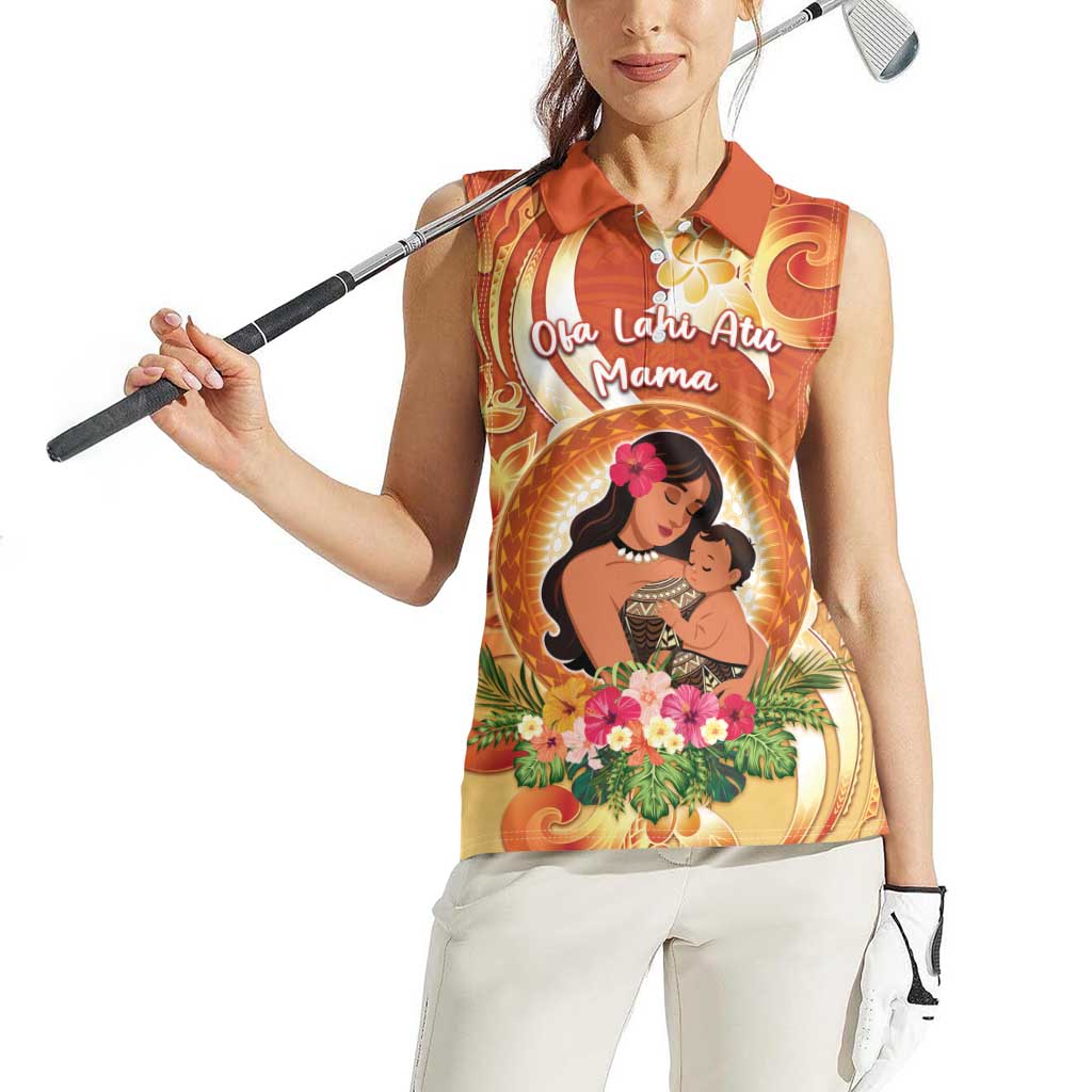 Personalised Tonga Mother's Day Women Sleeveless Polo Shirt I Love You Mom