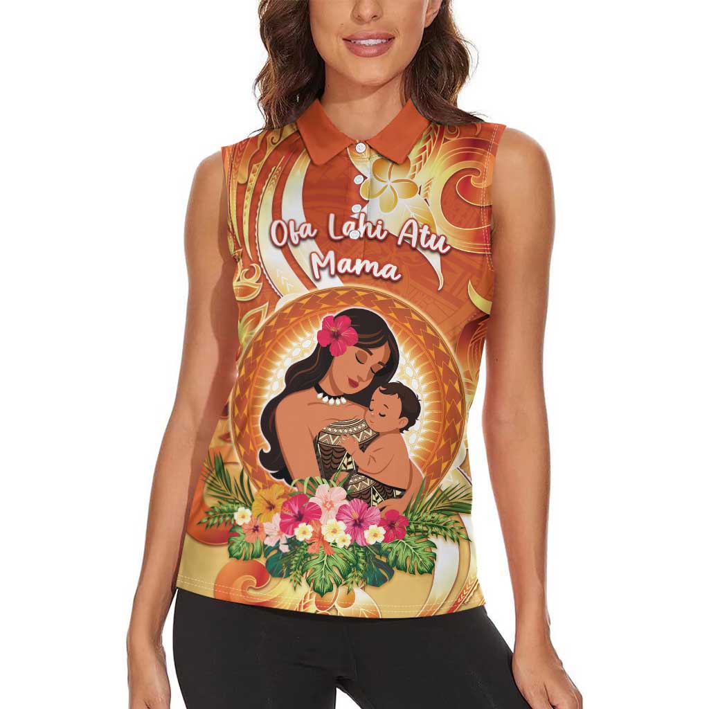 Personalised Tonga Mother's Day Women Sleeveless Polo Shirt I Love You Mom